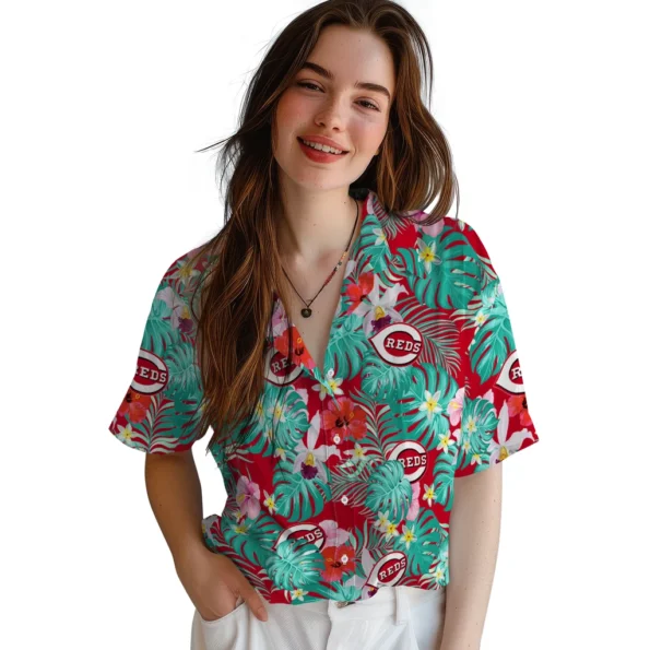 Cincinnati Reds Hawaiian Shirt Customized Hibiscus Blossoms Red Latest Model