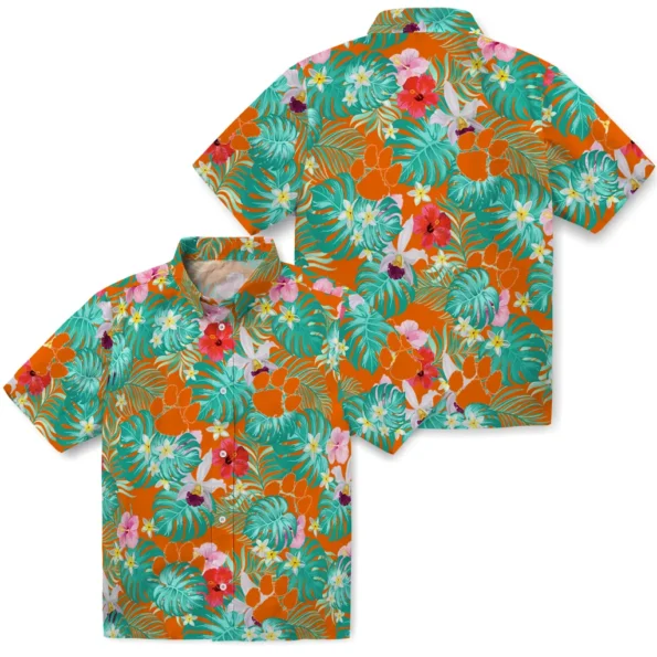 Clemson Tigers Hawaiian Shirt Custom Hibiscus Blossoms Orange High Quality