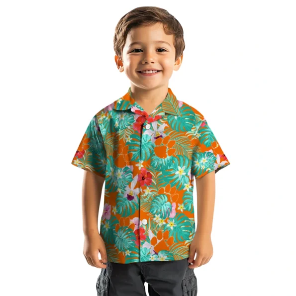 Clemson Tigers Hawaiian Shirt Custom Hibiscus Blossoms Orange Top Rated