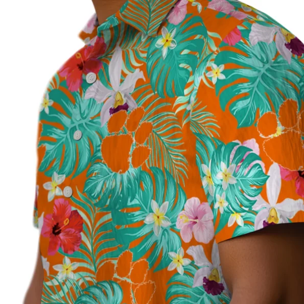 Clemson Tigers Hawaiian Shirt Custom Hibiscus Blossoms Orange Trendy
