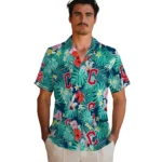 Cleveland Guardians Hawaiian Shirt Personalized Hibiscus Blossoms Navy Blue Best Selling