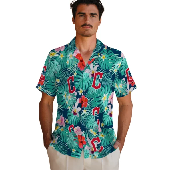 Cleveland Guardians Hawaiian Shirt Personalized Hibiscus Blossoms Navy Blue Fashion Forward