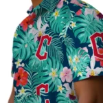 Cleveland Guardians Hawaiian Shirt Personalized Hibiscus Blossoms Navy Blue Best Selling