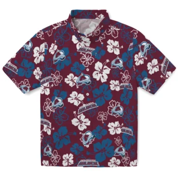 Colorado Avalanche Hawaiian Shirt - Tropical Floral Pattern