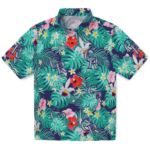 Colorado Rockies Hawaiian Shirt Custom Hibiscus Blossoms Blue Best Selling Colorado Rockies Hawaiian Shirt Custom Hibiscus Blossoms Blue Best Selling
