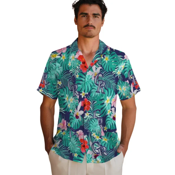 Colorado Rockies Hawaiian Shirt Custom Hibiscus Blossoms Blue Fashion Forward Colorado Rockies Hawaiian Shirt Custom Hibiscus Blossoms Blue Fashion Forward