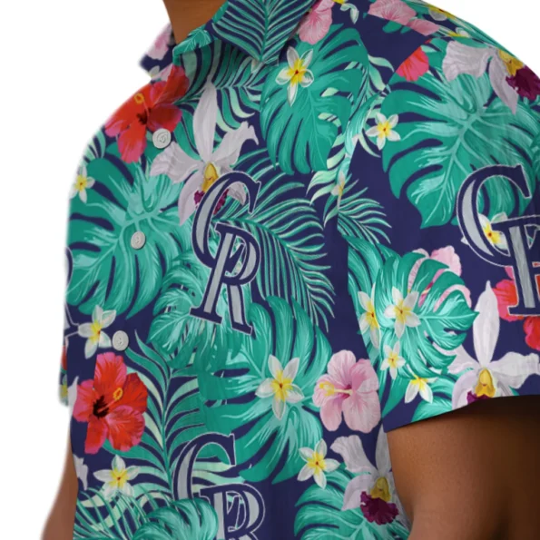 Colorado Rockies Hawaiian Shirt Custom Hibiscus Blossoms Blue Trendy Colorado Rockies Hawaiian Shirt Custom Hibiscus Blossoms Blue Trendy