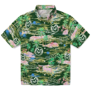 Colorado State Rams Hawaiian Shirt - Tropical Palms