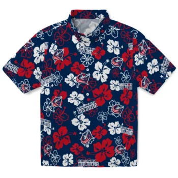 Columbus Blue Jackets Hawaiian Shirt - Tropical Floral Pattern