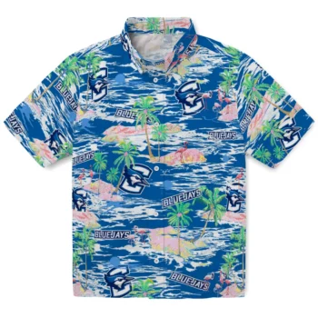 Creighton Bluejays Hawaiian Shirt - Tropical Palms