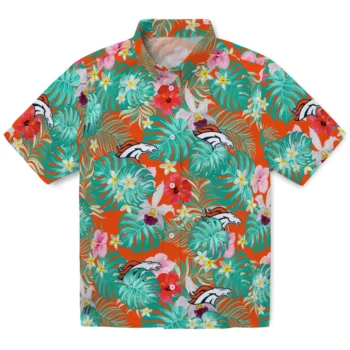 Denver Broncos Hawaiian Shirt Personalized Hibiscus Blossoms Orange Best Selling