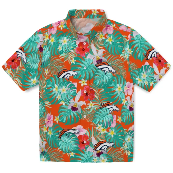 Denver Broncos Hawaiian Shirt Personalized Hibiscus Blossoms Orange Best Selling Denver Broncos Hawaiian Shirt Personalized Hibiscus Blossoms Orange Best Selling