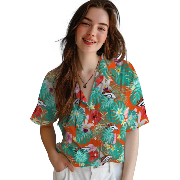 Denver Broncos Hawaiian Shirt Personalized Hibiscus Blossoms Orange Latest Model Denver Broncos Hawaiian Shirt Personalized Hibiscus Blossoms Orange Latest Model
