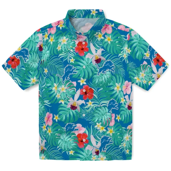 Detroit Lions Hawaiian Shirt Custom Hibiscus Blossoms Blue Best Selling Detroit Lions Hawaiian Shirt Custom Hibiscus Blossoms Blue Best Selling