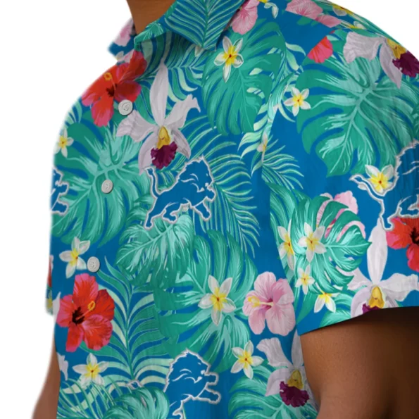 Detroit Lions Hawaiian Shirt Custom Hibiscus Blossoms Blue Trendy Detroit Lions Hawaiian Shirt Custom Hibiscus Blossoms Blue Trendy