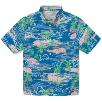 Detroit Lions Hawaiian Shirt - Tropical Palms