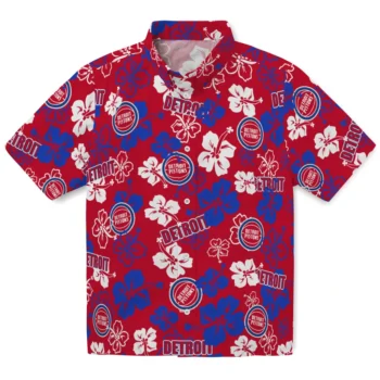 Detroit Pistons Hawaiian Shirt - Tropical Floral Pattern