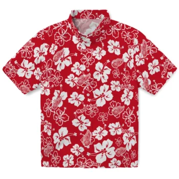 Detroit Red Wings Hawaiian Shirt - Tropical Floral Pattern