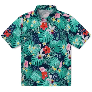 Detroit Tigers Hawaiian Shirt Customized Hibiscus Blossoms Navy Best Selling