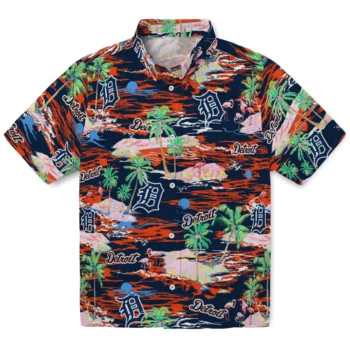 Detroit Tigers Hawaiian Shirt - Tropical Palms