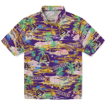 East Carolina Pirates Hawaiian Shirt - Tropical Palms