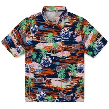 Edmonton Oilers Hawaiian Shirt - Tropical Palms