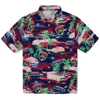Florida Panthers Hawaiian Shirt - Tropical Palms