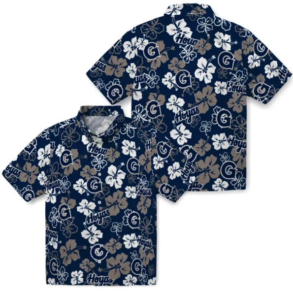 georgetown-hoyas-hawaiian-shirt-hibiscus-flower-design-high-quality.webp