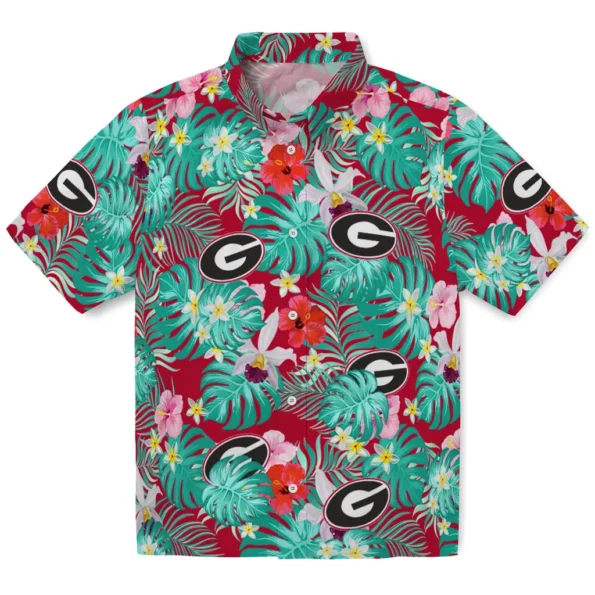 Georgia Bulldogs Hawaiian Shirt Customized Hibiscus Blossoms Red Best Selling Georgia Bulldogs Hawaiian Shirt Customized Hibiscus Blossoms Red Best Selling