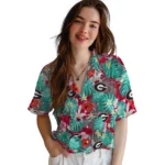 Georgia Bulldogs Hawaiian Shirt Customized Hibiscus Blossoms Red Best Selling