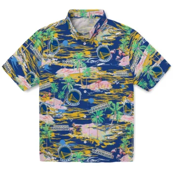 Golden State Warriors Hawaiian Shirt - Tropical Palms