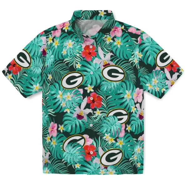 Green Bay Packers Hawaiian Shirt Customized Hibiscus Blossoms Green Best Selling Green Bay Packers Hawaiian Shirt Customized Hibiscus Blossoms Green Best Selling