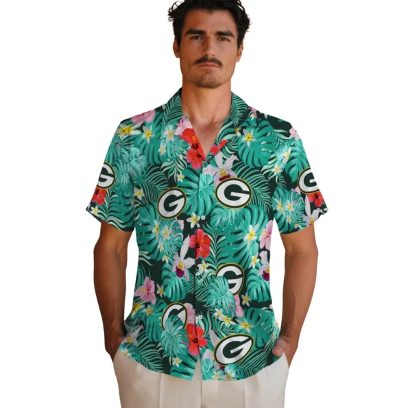 Green Bay Packers Hawaiian Shirt Customized Hibiscus Blossoms Green Fashion Forward Green Bay Packers Hawaiian Shirt Customized Hibiscus Blossoms Green Fashion Forward