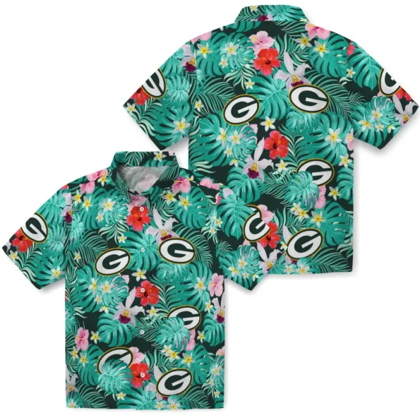 Green Bay Packers Hawaiian Shirt Customized Hibiscus Blossoms Green High Quality Green Bay Packers Hawaiian Shirt Customized Hibiscus Blossoms Green High Quality