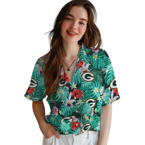 Green Bay Packers Hawaiian Shirt Customized Hibiscus Blossoms Green Latest Model Green Bay Packers Hawaiian Shirt Customized Hibiscus Blossoms Green Latest Model