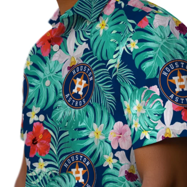 Houston Astros Hawaiian Shirt Personalized Hibiscus Blossoms Blue Trendy