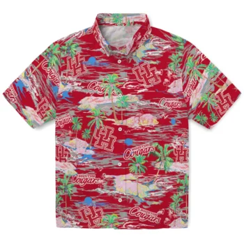 Houston Cougars Hawaiian Shirt - Tropical Palms