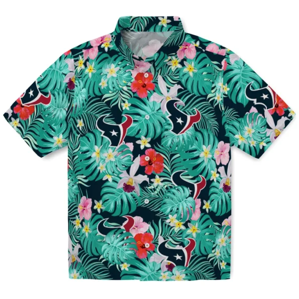 Houston Texans Hawaiian Shirt Personalized Hibiscus Blossoms Blue Best Selling Houston Texans Hawaiian Shirt Personalized Hibiscus Blossoms Blue Best Selling