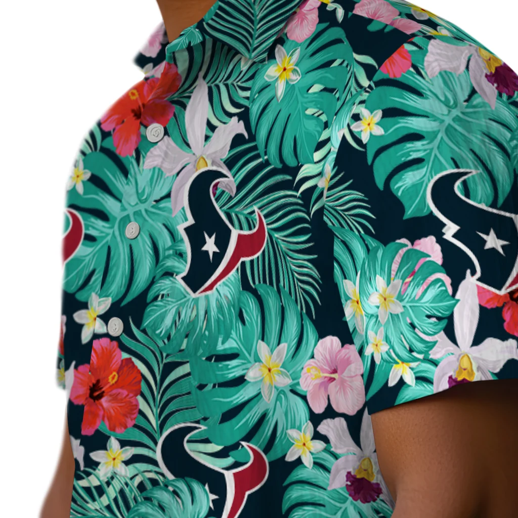 Houston Texans Hawaiian Shirt Personalized Hibiscus Blossoms Blue Trendy Houston Texans Hawaiian Shirt Personalized Hibiscus Blossoms Blue Trendy