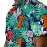 Illinois Fighting Illini Hawaiian Shirt Personalized Hibiscus Blossoms Blue Best Selling