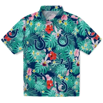 Indianapolis Colts Hawaiian Shirt Custom Hibiscus Blossoms Blue Best Selling