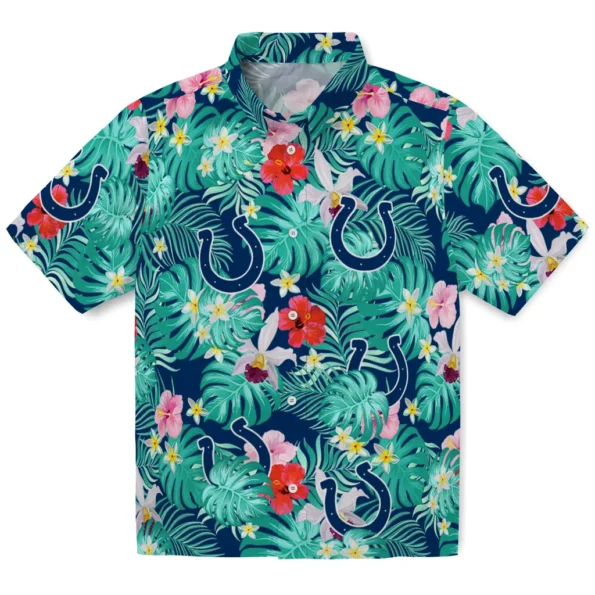 Indianapolis Colts Hawaiian Shirt Custom Hibiscus Blossoms Blue Best Selling Indianapolis Colts Hawaiian Shirt Custom Hibiscus Blossoms Blue Best Selling