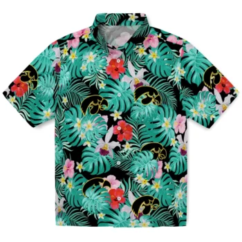 Iowa Hawkeyes Hawaiian Shirt Custom Hibiscus Blossoms Black Best Selling