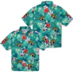 Jacksonville Jaguars Hawaiian Shirt Customized Hibiscus Blossoms Teal Best Selling