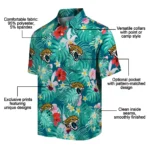 Jacksonville Jaguars Hawaiian Shirt Customized Hibiscus Blossoms Teal Best Selling
