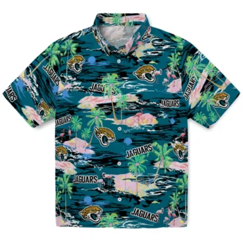 Jacksonville Jaguars Hawaiian Shirt - Tropical Palms