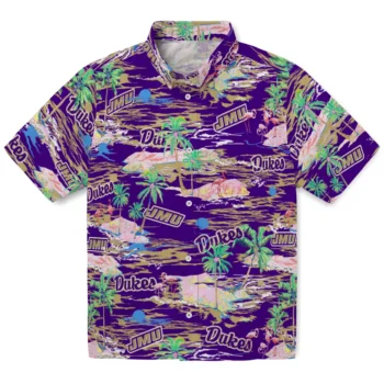 James Madison Dukes Hawaiian Shirt - Tropical Palms