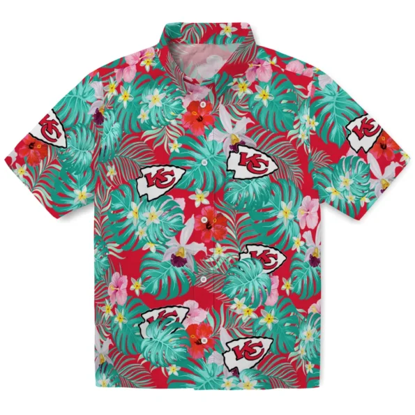 Kansas City Chiefs Hawaiian Shirt Personalized Hibiscus Blossoms Red Best Selling Kansas City Chiefs Hawaiian Shirt Personalized Hibiscus Blossoms Red Best Selling