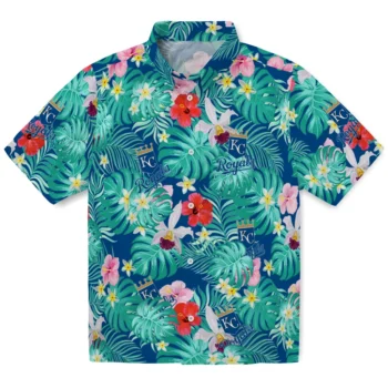 Kansas City Royals Hawaiian Shirt Custom Hibiscus Blossoms Royal Blue Best Selling