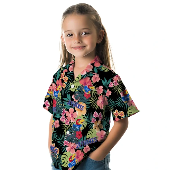 Kansas Jayhawks Hawaiian Shirt Custom Hibiscus Paradise Premium Grade